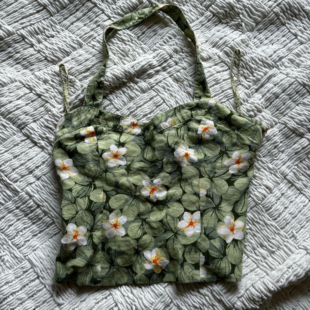 Luca Luca Floral Linen Corset top